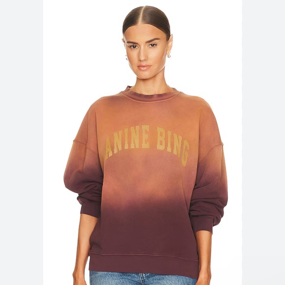 Anine Bing Harvey Crew in Wash Burgundy Size XS - Picture 2 of 4